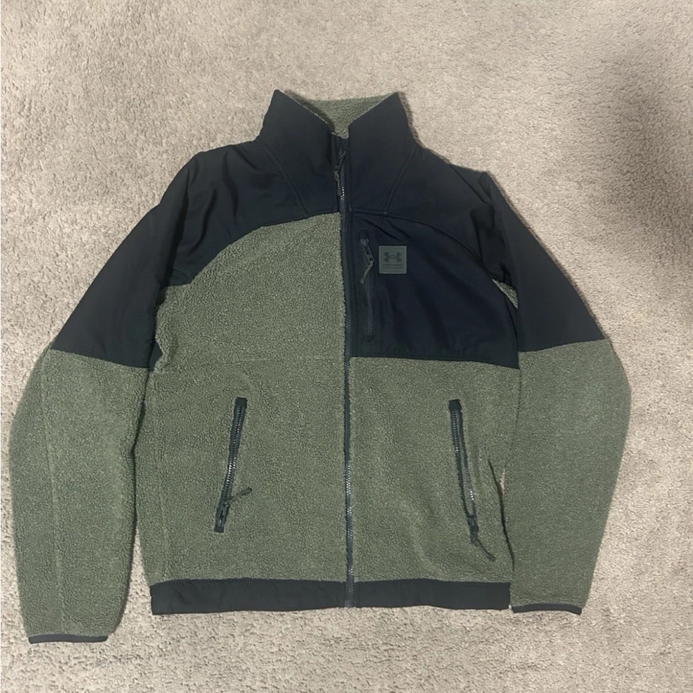 Men's Under Armour Mens Mission Boucle Swacket Jacket In Green And Black Size M
